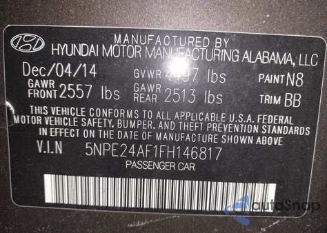 2015 Hyundai Sonata Se из США, поврежденный, VIN 5NPE24AF1FH146817